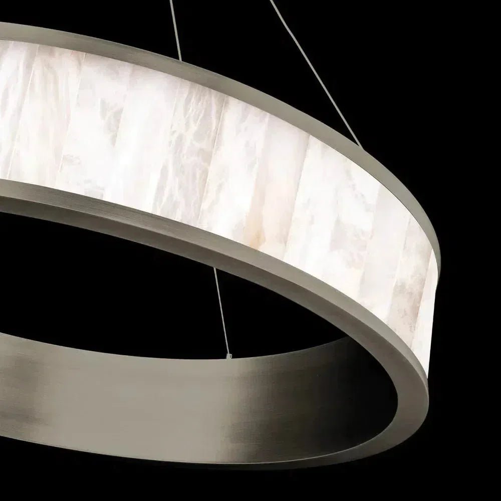 Coliseo Alabaster 28in LED Round Chandelier - Antique NickelBlushlighting