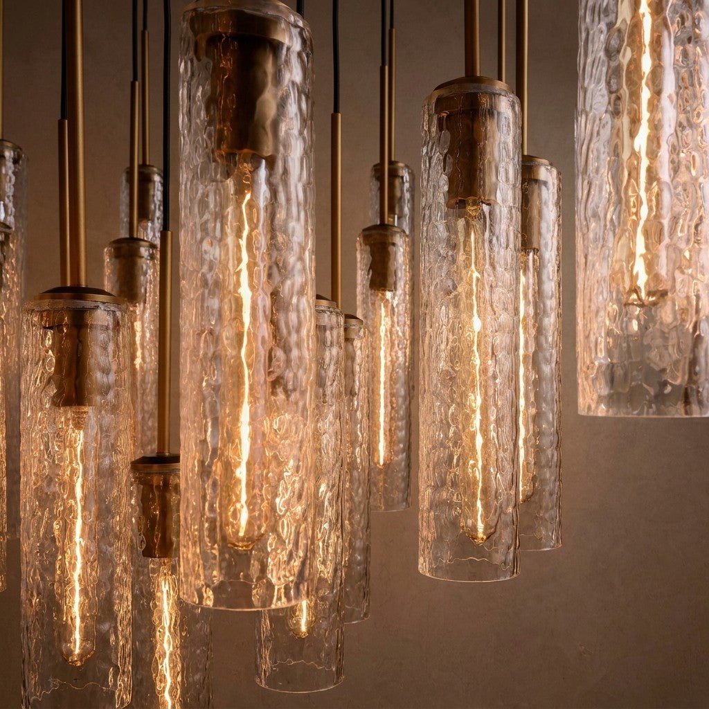 Colleena Hammered Glass Round Chandelier - 48"Blushlighting
