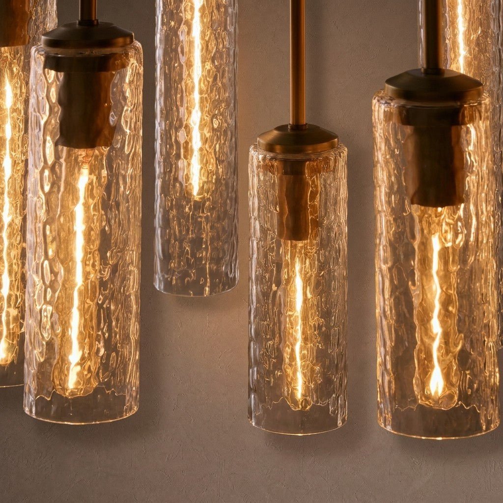 Colleena Linear Hammered Glass Chandelier - Blushlighting