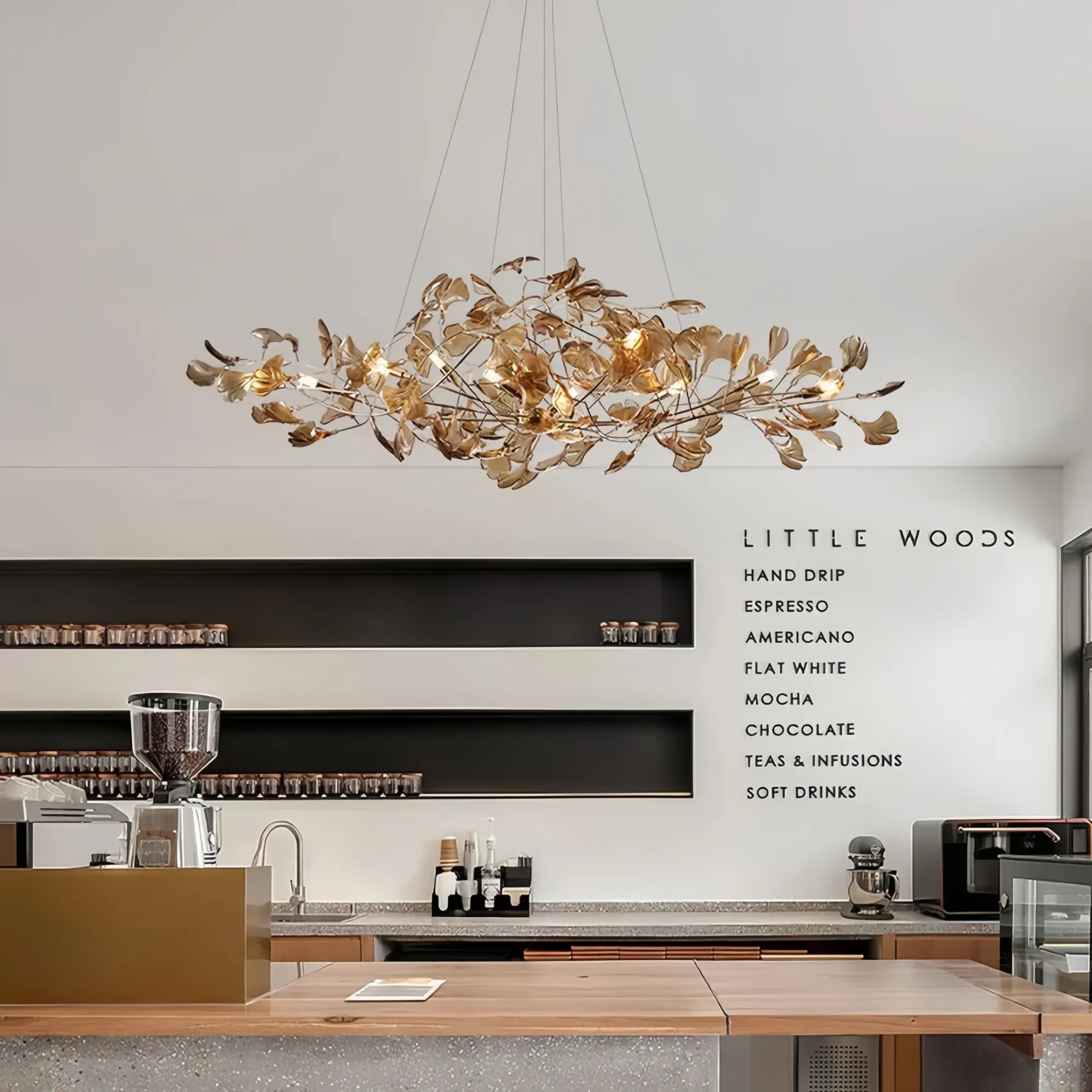 Gold Ginkgo Leaf Chandelier