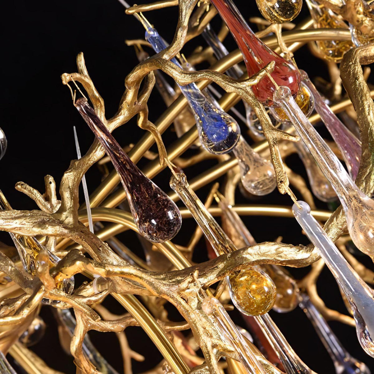 Colorful Raindrop Brass Branch Chandelier - ∅ 39.4″ x W 21.7″ x H 15.7″Brass & ColorfulBlushlighting