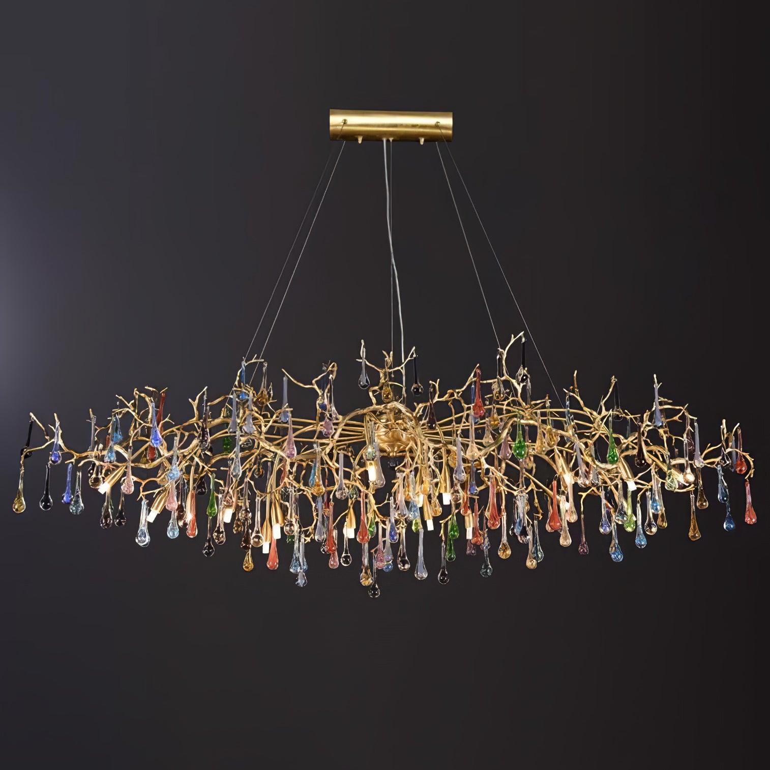 Colorful Raindrop Brass Branch Chandelier - ∅ 59.1″ x W 35.4″ x H 15.7″Brass & ColorfulBlushlighting