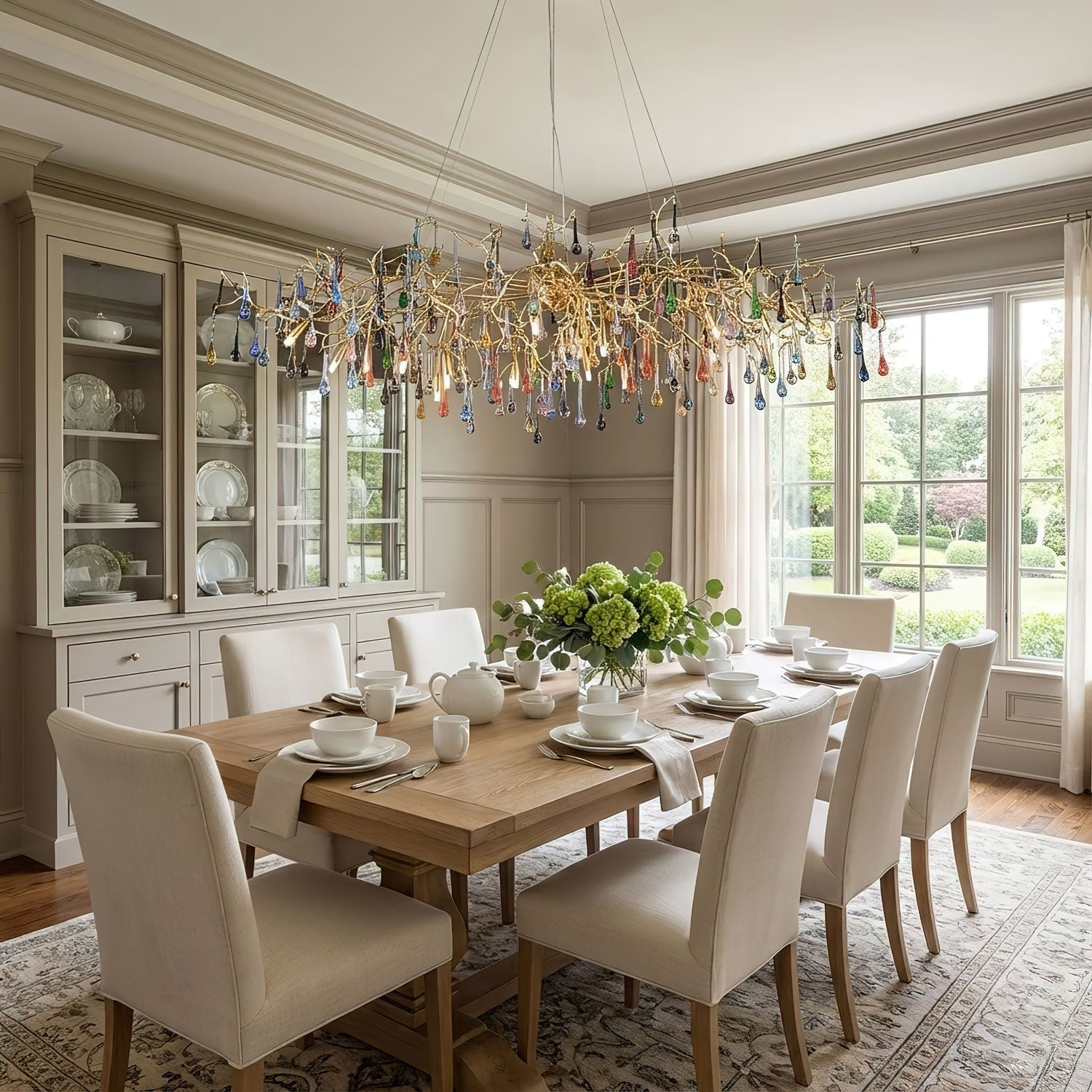 Colorful Raindrop Brass Branch Chandelier - ∅ 39.4″ x W 21.7″ x H 15.7″Brass & ColorfulBlushlighting