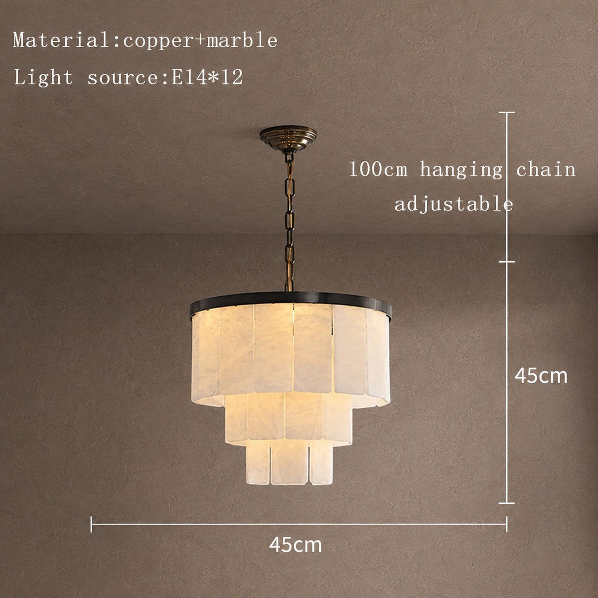 Contemporary Black Alabaster 16-Light Tiered Chandelier, 43 inch - 45cm / 18"Blushlighting