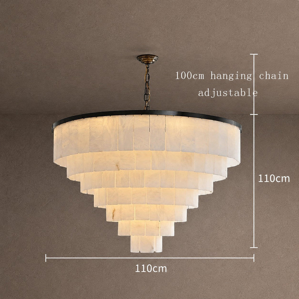 Contemporary Black Alabaster 16-Light Tiered Chandelier, 43 inch - 110cm / 43"Blushlighting