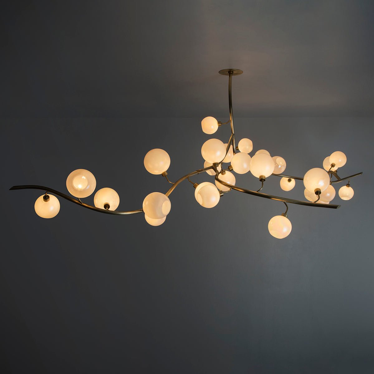 Contemporary Hand - blown Glass Globes Branch Chandelier for Dining Room Living Room and Kitchen Island - L140"*W60"*H32"Warm LightBlushlighting