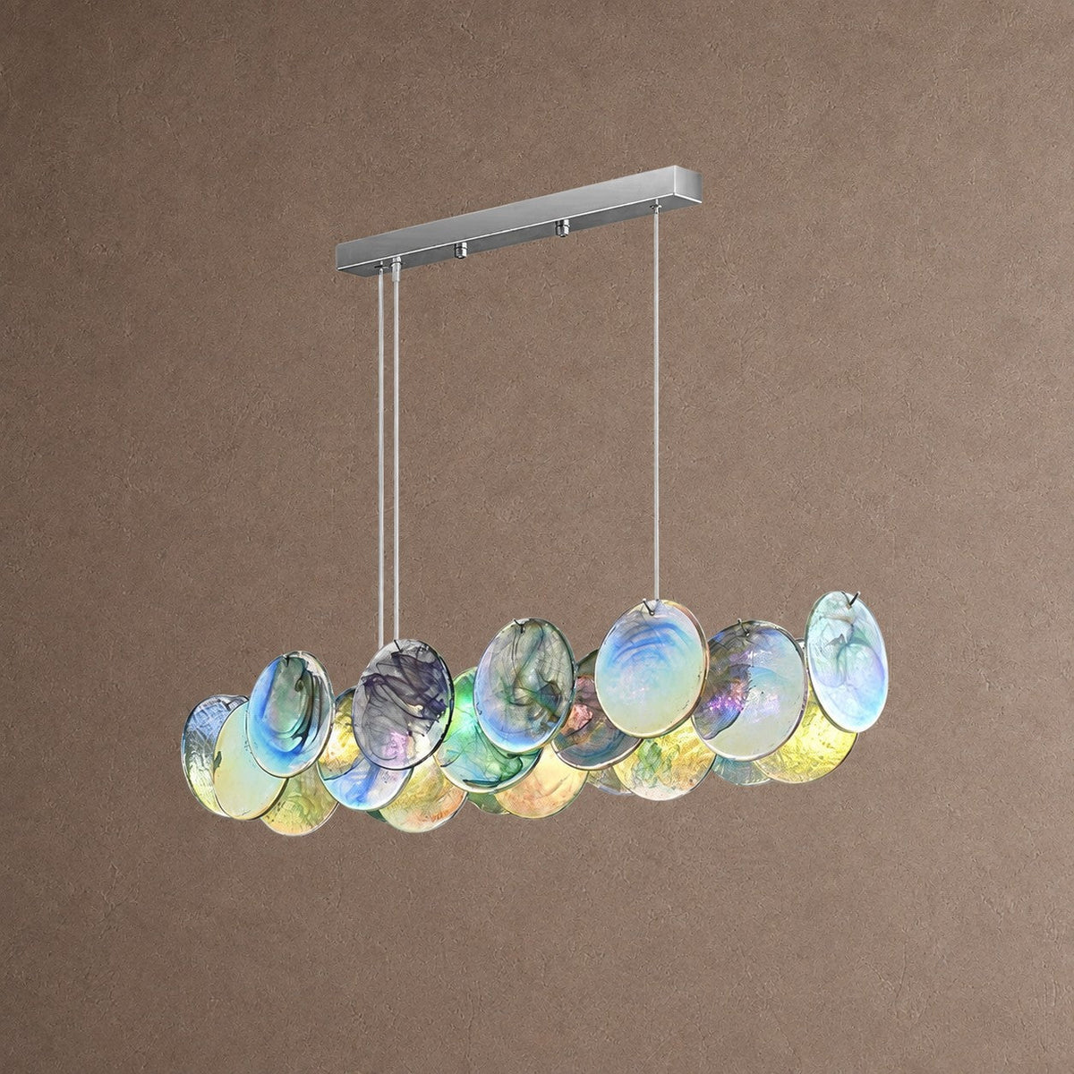 Contemporary Pink Murano Glass Round Chandelier, 31.5 inch - Green6 Lights: L90cm*W20cm*H17cm / L35.43" x W7.87" xH6.69"Blushlighting
