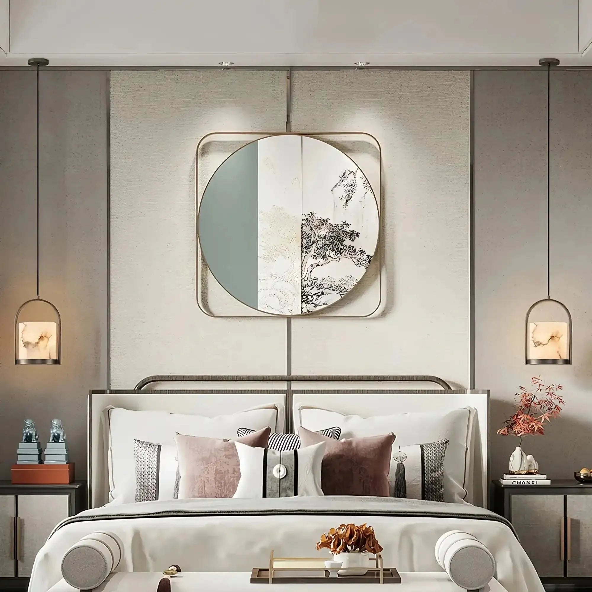 Cortlands Pendant Light - D 20cm x H 30cm / ∅ 7.9″ x H 11.8″Nickel sand&WhiteBlushlighting