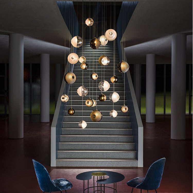 Cosmic Sphere Cascade Glass Chandelier - 3 - lights ∅ 11.8″ x H 59.1″ClearBlushlighting