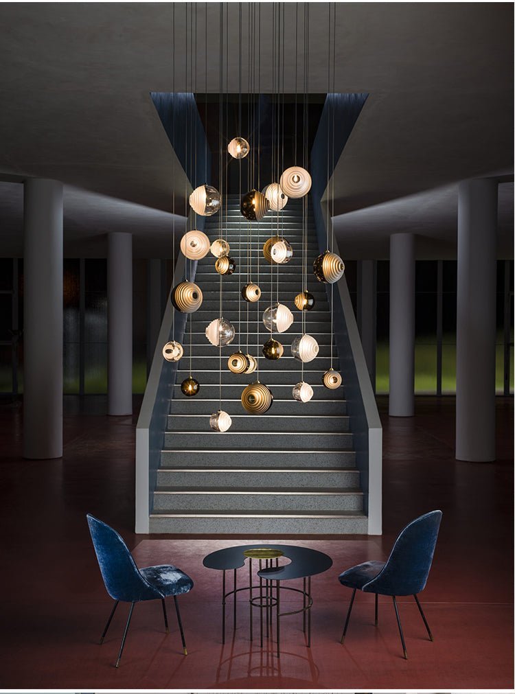 Cosmic Sphere Cascade Glass Chandelier - 3 - lights ∅ 11.8″ x H 59.1″ClearBlushlighting