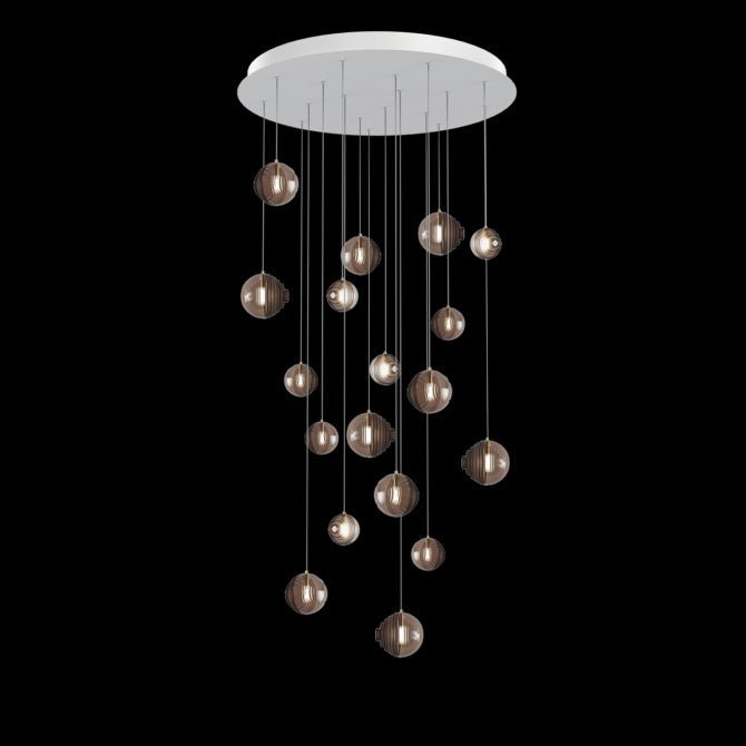 Cosmic Sphere Cascade Glass Chandelier - 26 - lights ∅ 39.4″ x H 78.7″Smoke grey & ClearBlushlighting