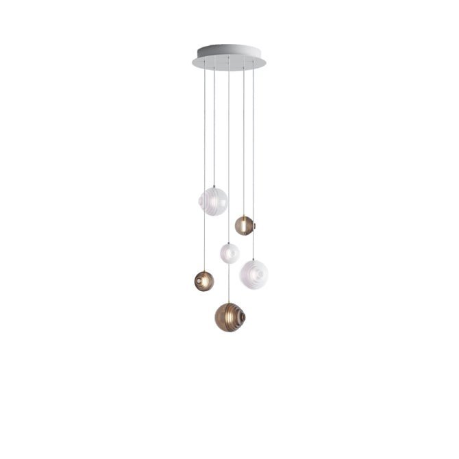 Cosmic Sphere Cascade Glass Chandelier - 6 - lights ∅ 15.7″ x H 59.1″Smoke grey & ClearBlushlighting