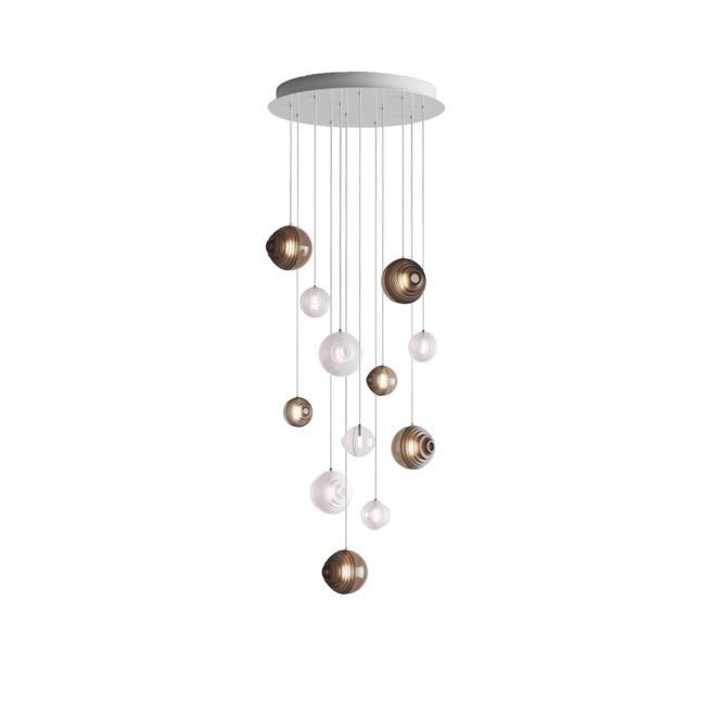 Cosmic Sphere Cascade Glass Chandelier - 12 - lights ∅ 23.6″ x H 59.1″Smoke grey & ClearBlushlighting