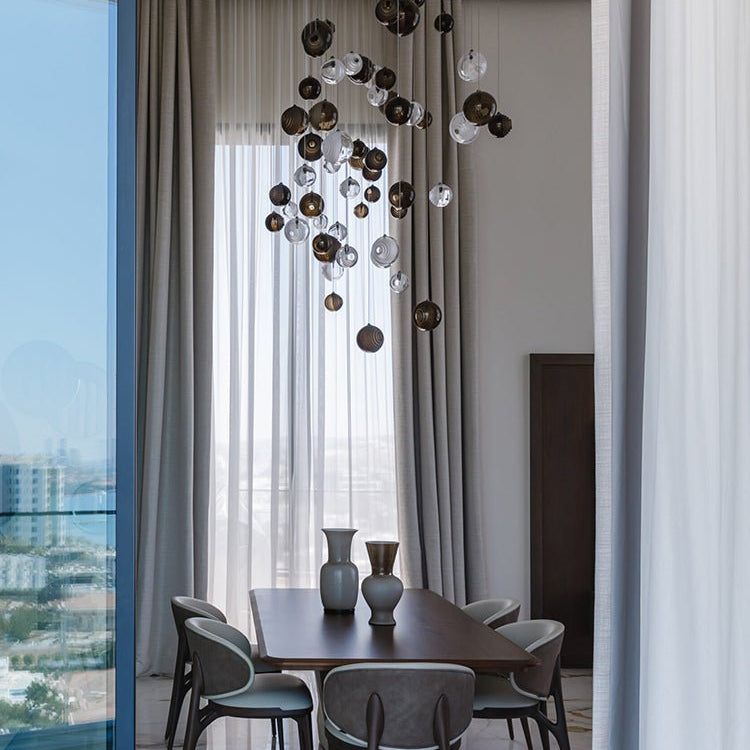Cosmic Sphere Cascade Glass Chandelier - 3 - lights ∅ 11.8″ x H 59.1″ClearBlushlighting