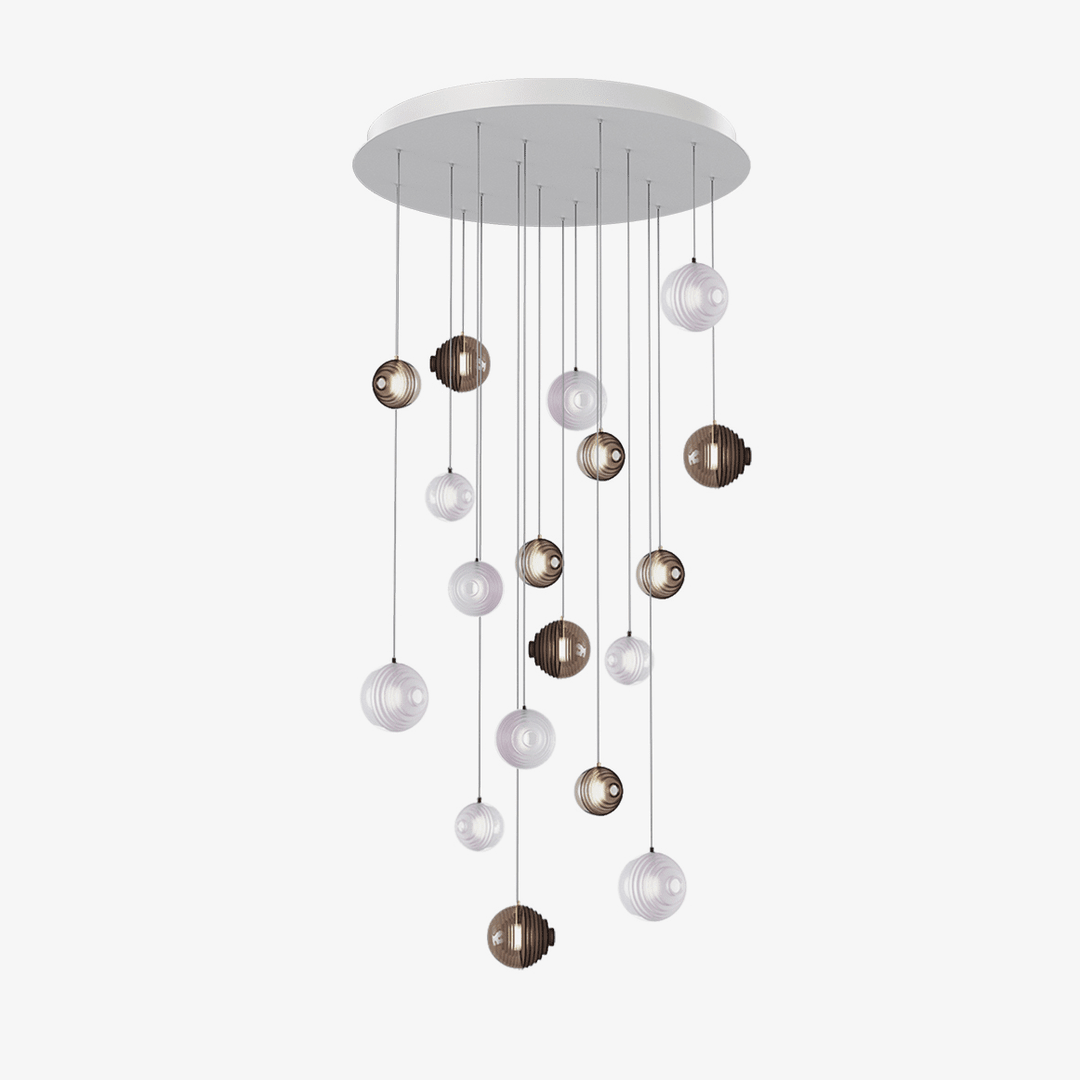 Cosmic Sphere Cascade Glass Chandelier - 3 - lights ∅ 11.8″ x H 59.1″ClearBlushlighting
