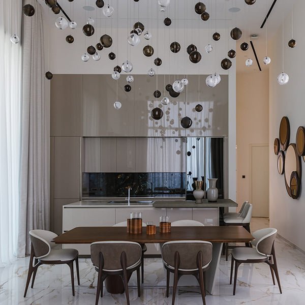 Cosmic Sphere Cascade Glass Chandelier - 3 - lights ∅ 11.8″ x H 59.1″ClearBlushlighting