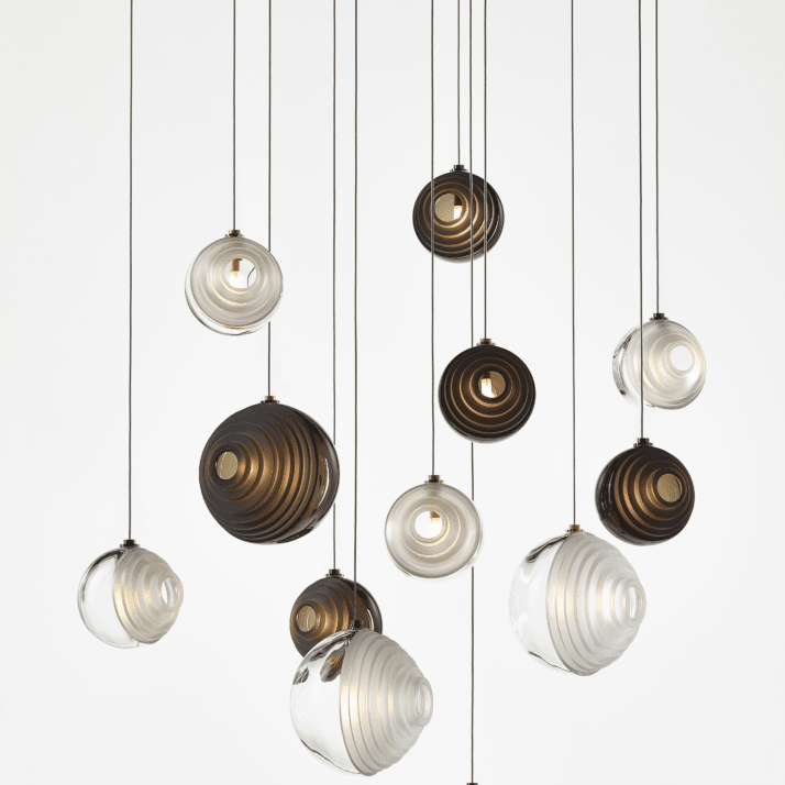 Cosmic Sphere Cascade Glass Chandelier - 3 - lights ∅ 11.8″ x H 59.1″ClearBlushlighting