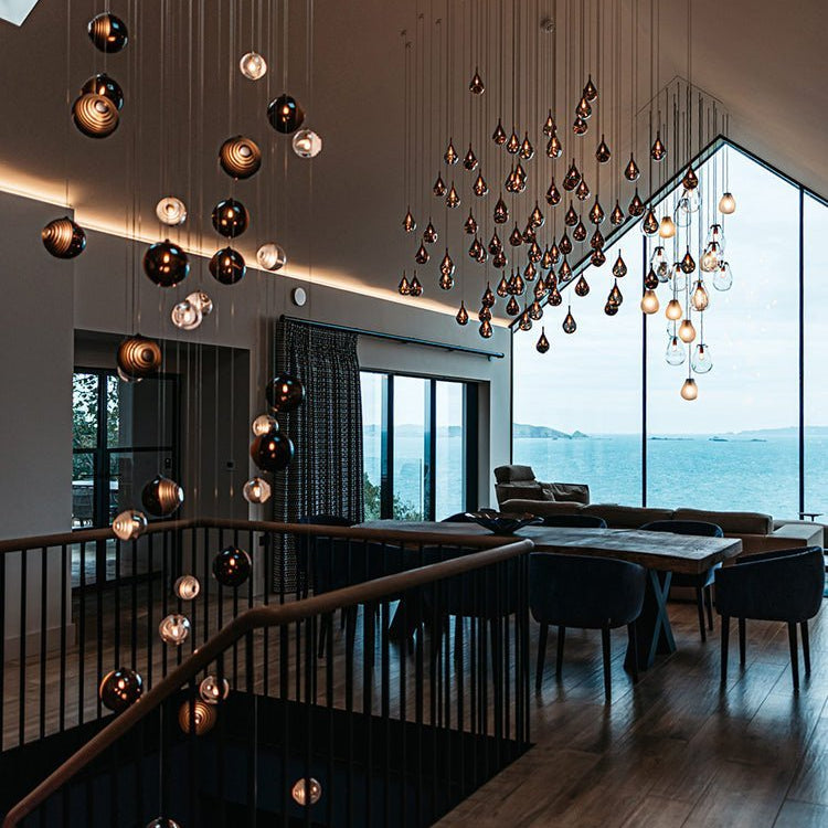 Cosmic Sphere Cascade Glass Chandelier - 3 - lights ∅ 11.8″ x H 59.1″ClearBlushlighting