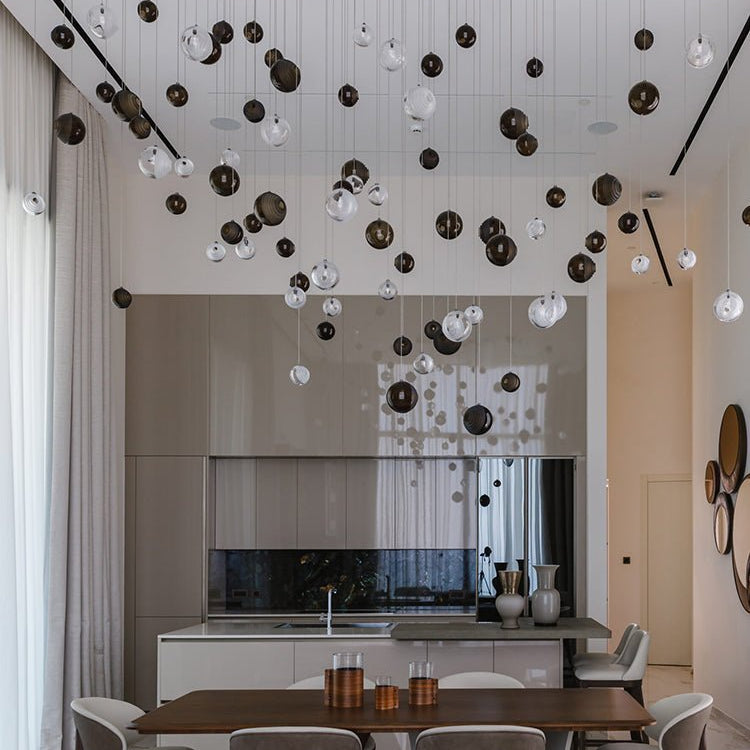 Cosmic Sphere Cascade Glass Chandelier - 3 - lights ∅ 11.8″ x H 59.1″ClearBlushlighting