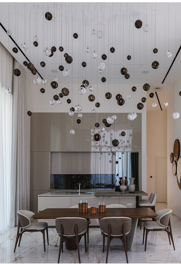 Cosmic Sphere Cascade Glass Chandelier - 3 - lights ∅ 11.8″ x H 59.1″ClearBlushlighting