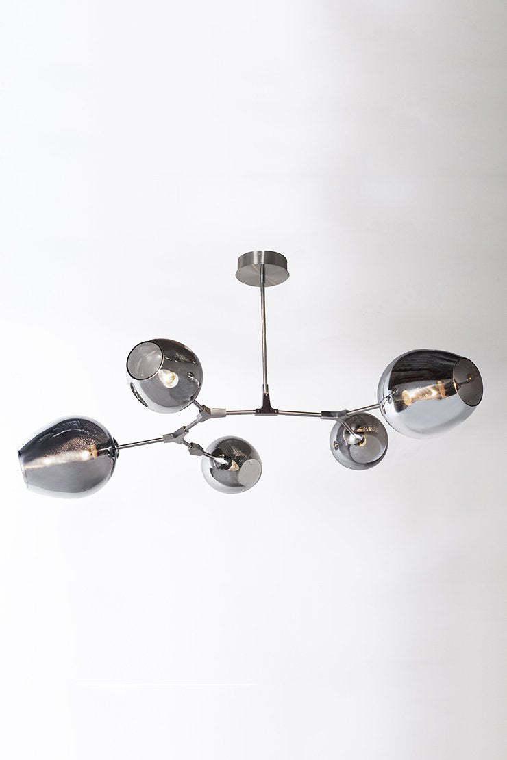 Covington Drop Globe Branching Bubble Chandelier 30''-Chandelier-Smoke Glass-Brass-Blushlighting