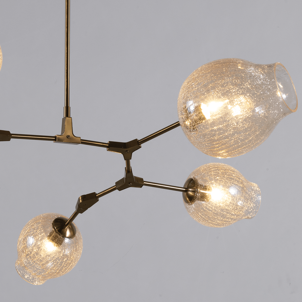 Covington Drop Globe Branching Bubble Chandelier 30'' - Champagne Crackle GlassBrassBlushlighting