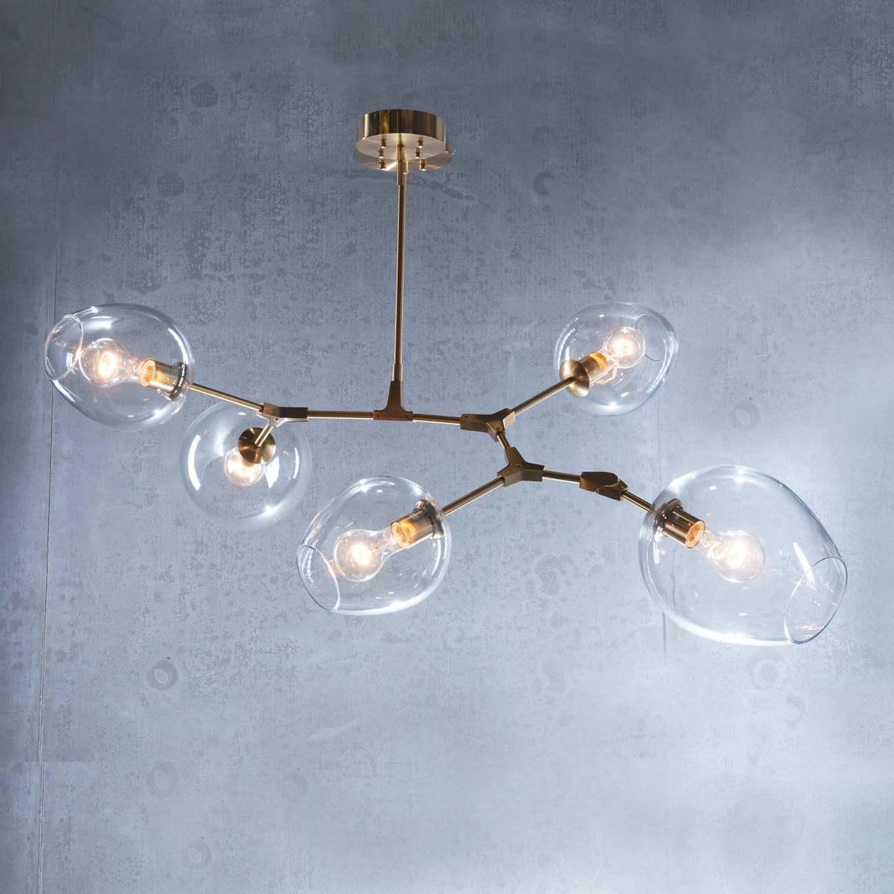 Covington Drop Globe Branching Bubble Chandelier 30'' - Clear GlassBrassBlushlighting