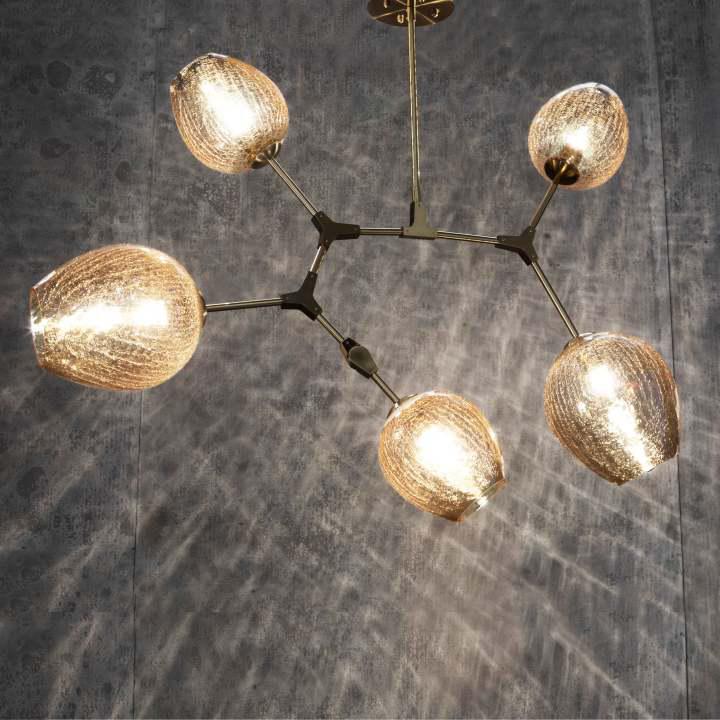 Covington Drop Globe Branching Bubble Chandelier 30'' - Clear GlassBrassBlushlighting