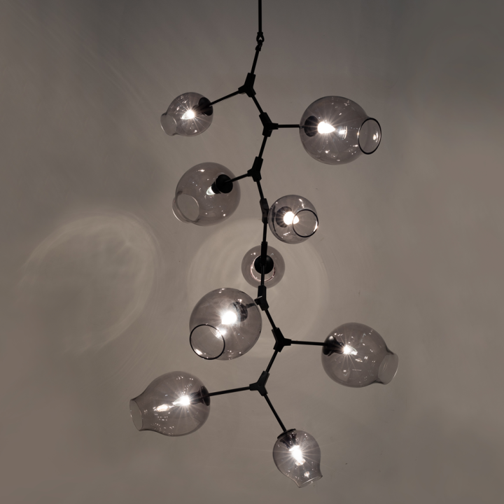 Covington Drop Globe Branching Bubble Chandelier 38''-Chandelier-Smoke Glass-Bronze-Blushlighting