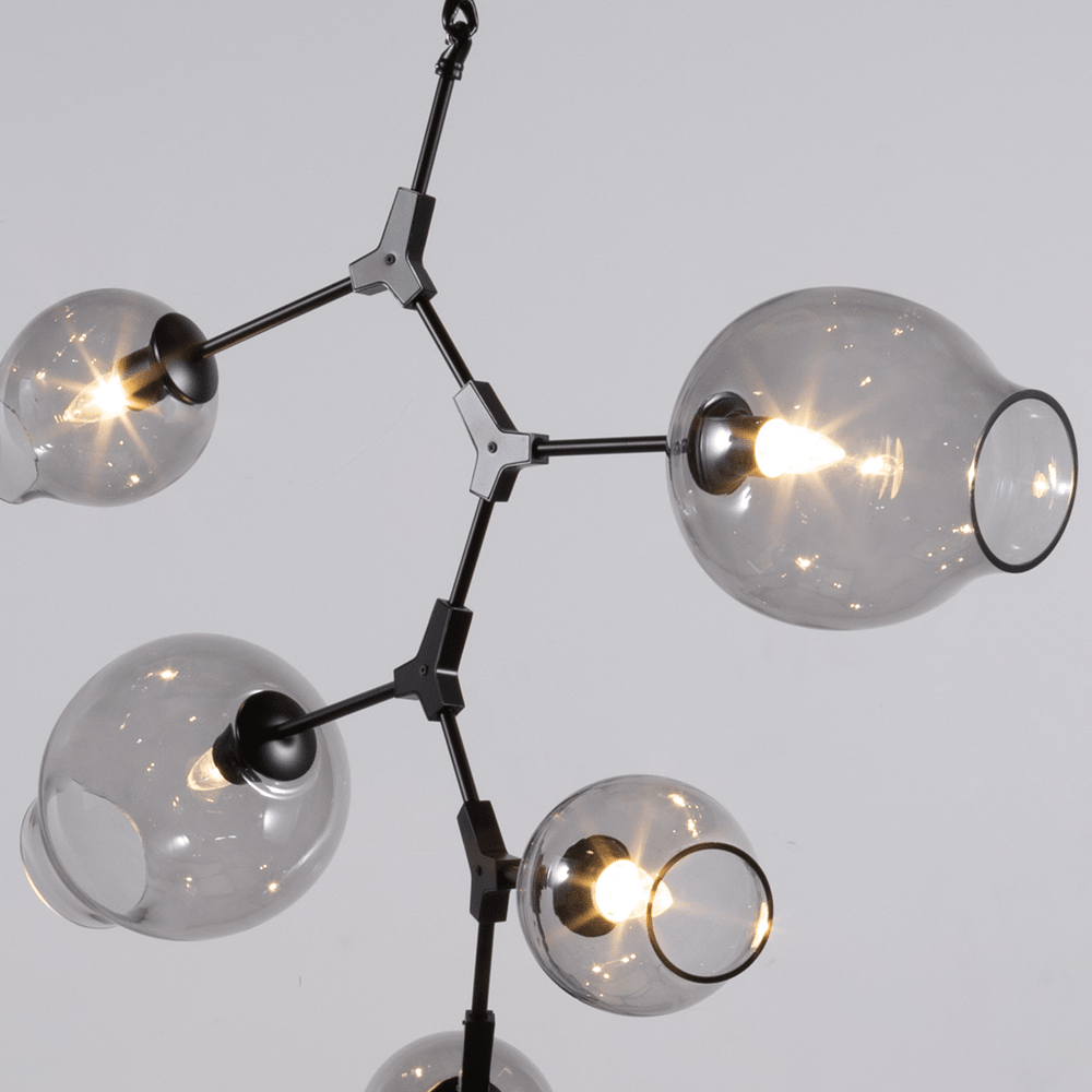 Covington Drop Globe Branching Bubble Chandelier 38'' - Smoke GlassBrassBlushlighting