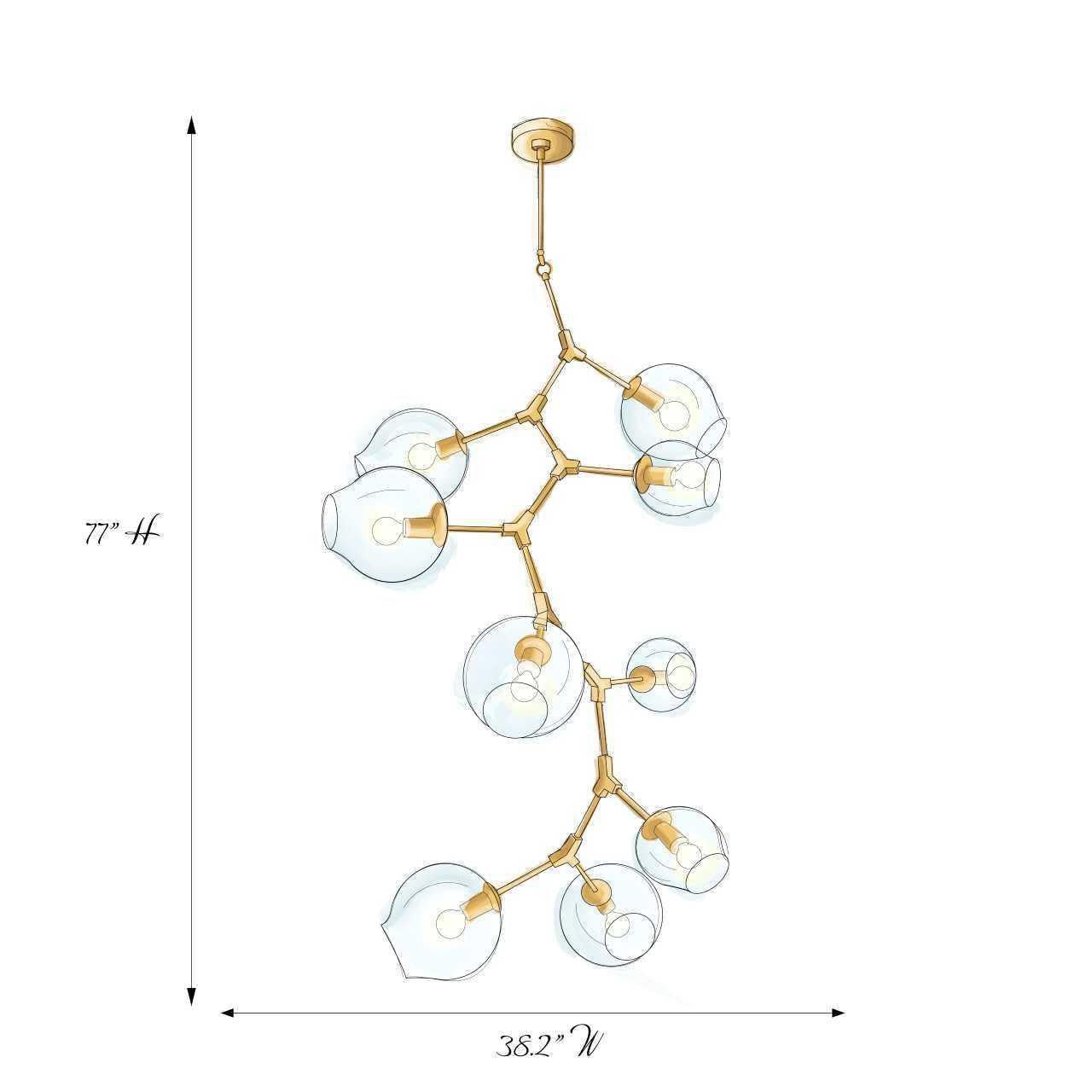 Covington Drop Globe Branching Bubble Chandelier 38'' - Smoke GlassBrassBlushlighting