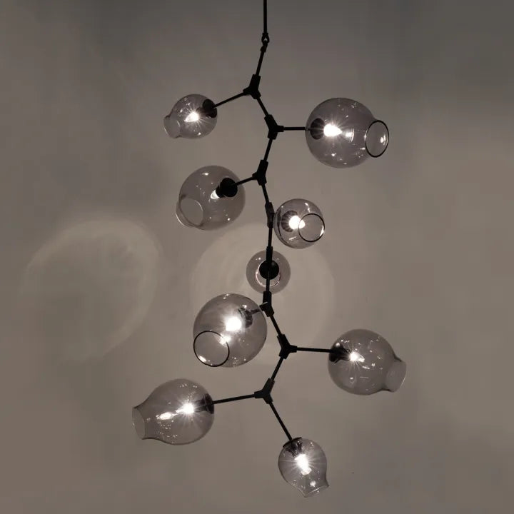 Covington Drop Globe Branching Bubble Chandelier 38''-Chandelier-Smoke Glass-Bronze-Blushlighting