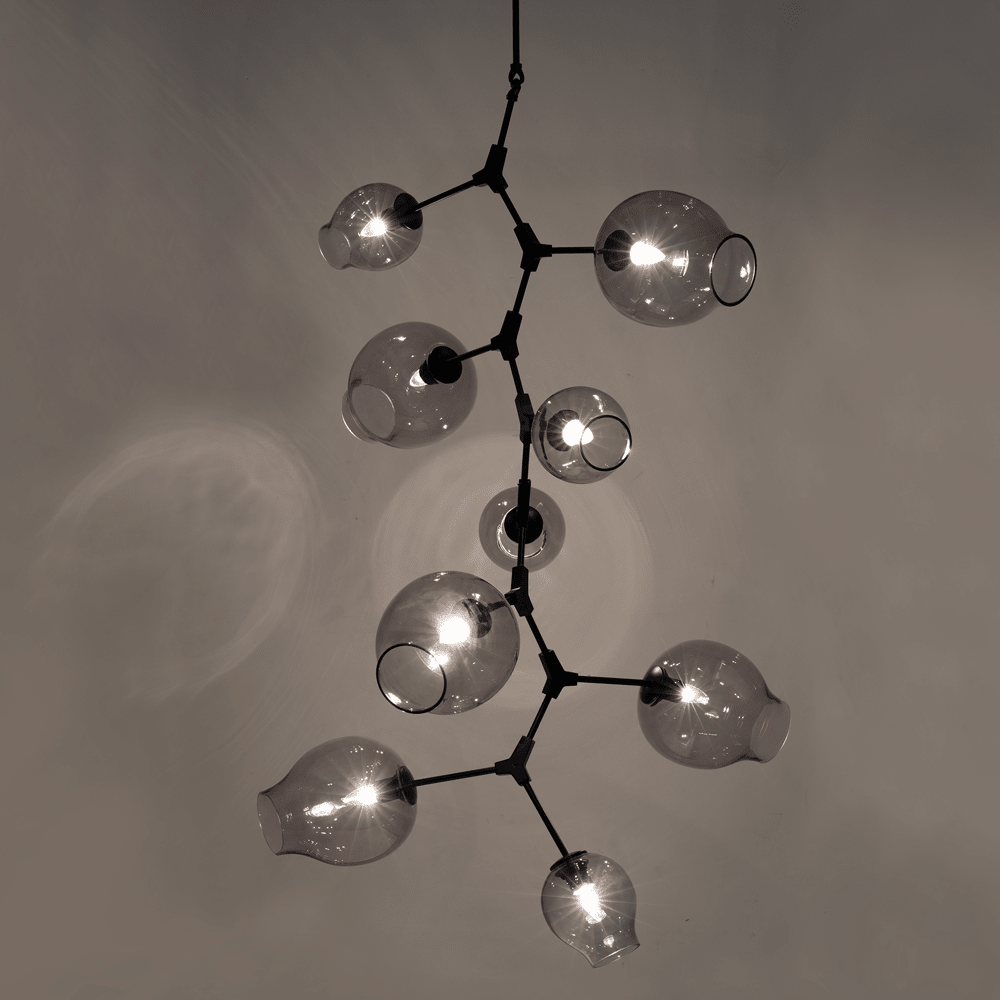 Covington Drop Globe Branching Bubble Chandelier 38'' - Champagne Crackle GlassBronzeBlushlighting