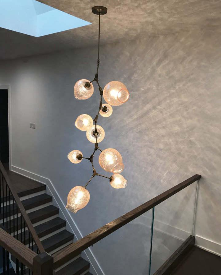 Covington Drop Globe Branching Bubble Chandelier 38'' - Smoke GlassBrassBlushlighting