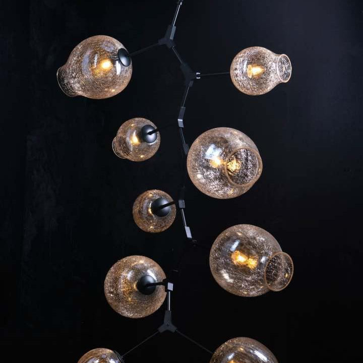 Covington Drop Globe Branching Bubble Chandelier 38'' - Smoke GlassBrassBlushlighting