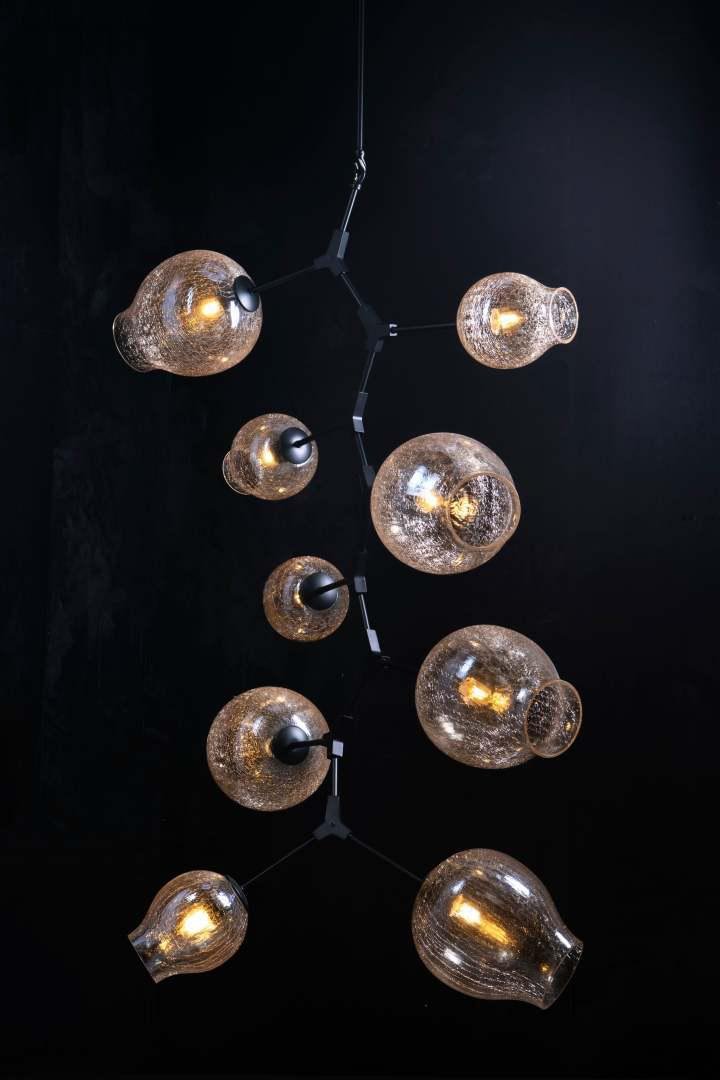 Covington Drop Globe Branching Bubble Chandelier 38'' - Smoke GlassBrassBlushlighting