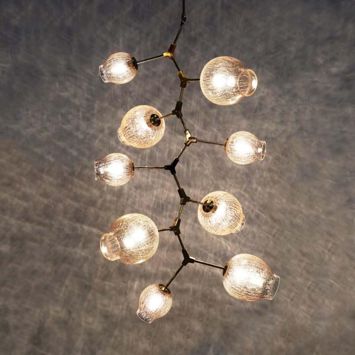 Covington Drop Globe Branching Bubble Chandelier 38'' - Smoke GlassBrassBlushlighting