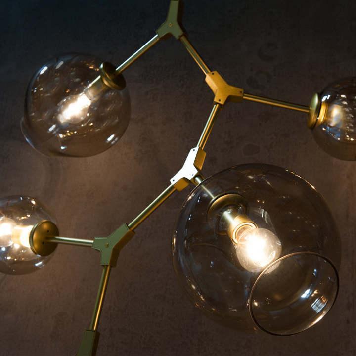 Covington Drop Globe Branching Bubble Chandelier 38'' - Smoke GlassBrassBlushlighting