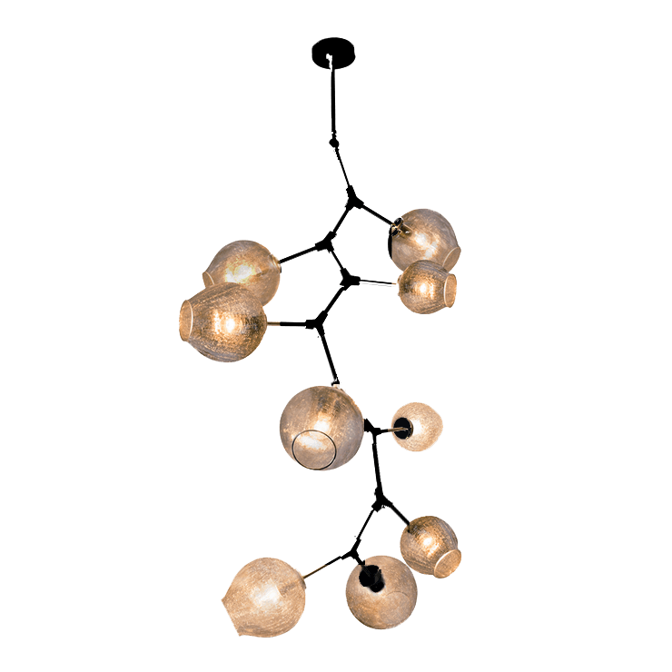 Covington Drop Globe Branching Bubble Chandelier 38'' - Smoke GlassBrassBlushlighting