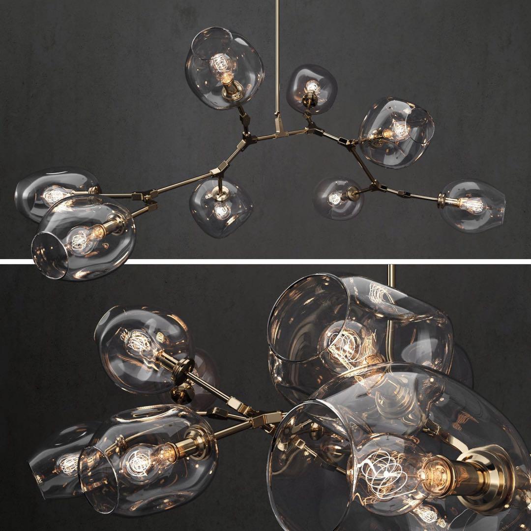 Covington Horizontal Globe Branching Bubble Chandelier - 5 - LightBrassBlushlighting