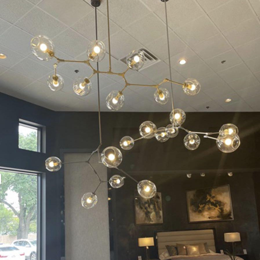 Covington Horizontal Globe Branching Bubble Chandelier - 5 - LightBrassBlushlighting
