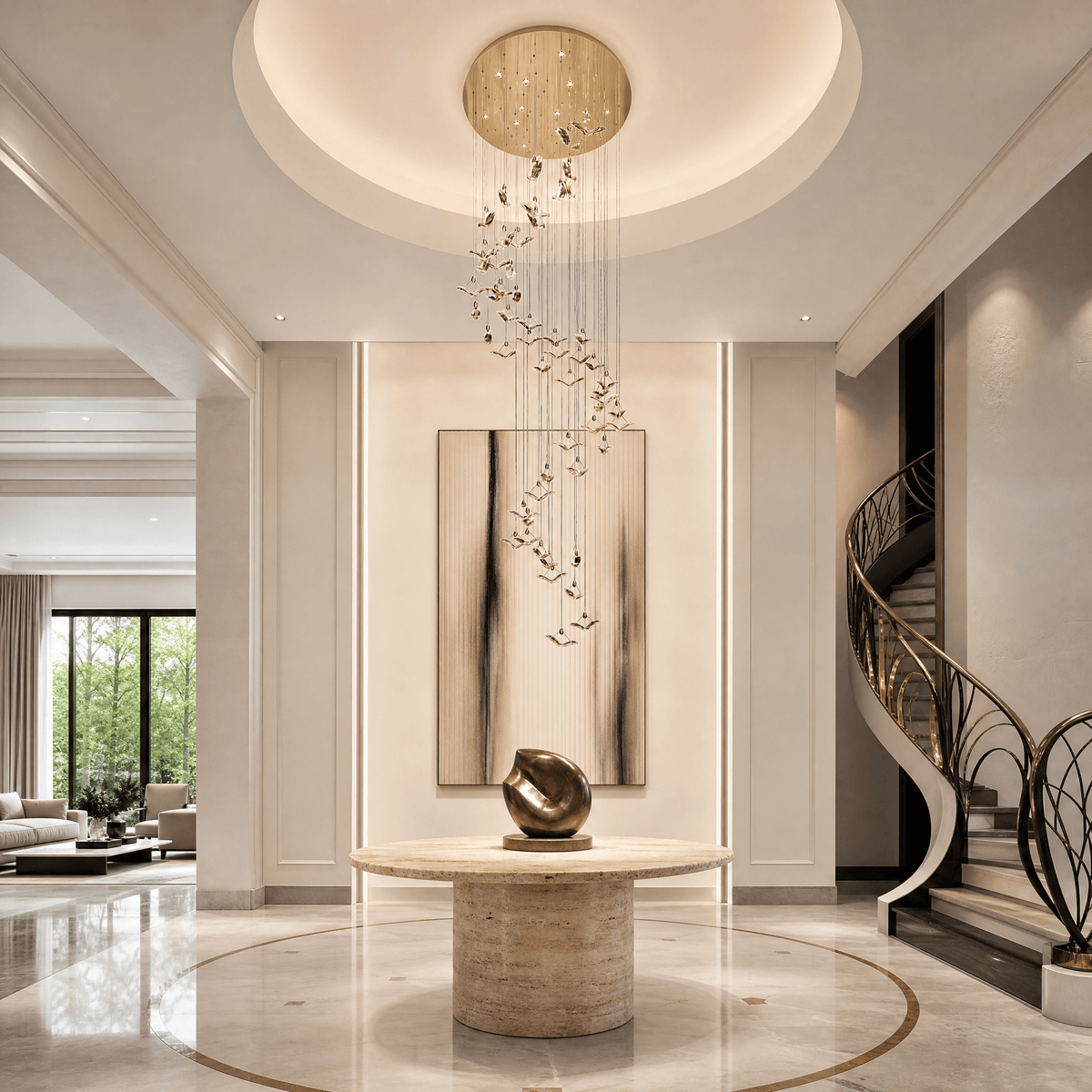 Crane Cascading Handmade Glass Chandelier - Ø47.2" × H129.9" (Ø120 × H330 cm)Blushlighting