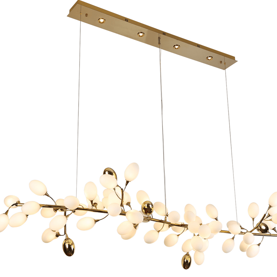 Creative Art Grape Chandelier Pure White Nordic Ring and Linear Design for Living Room or Dining Room - Linear/L47.2"*H118.1"Warm LightBlushlighting