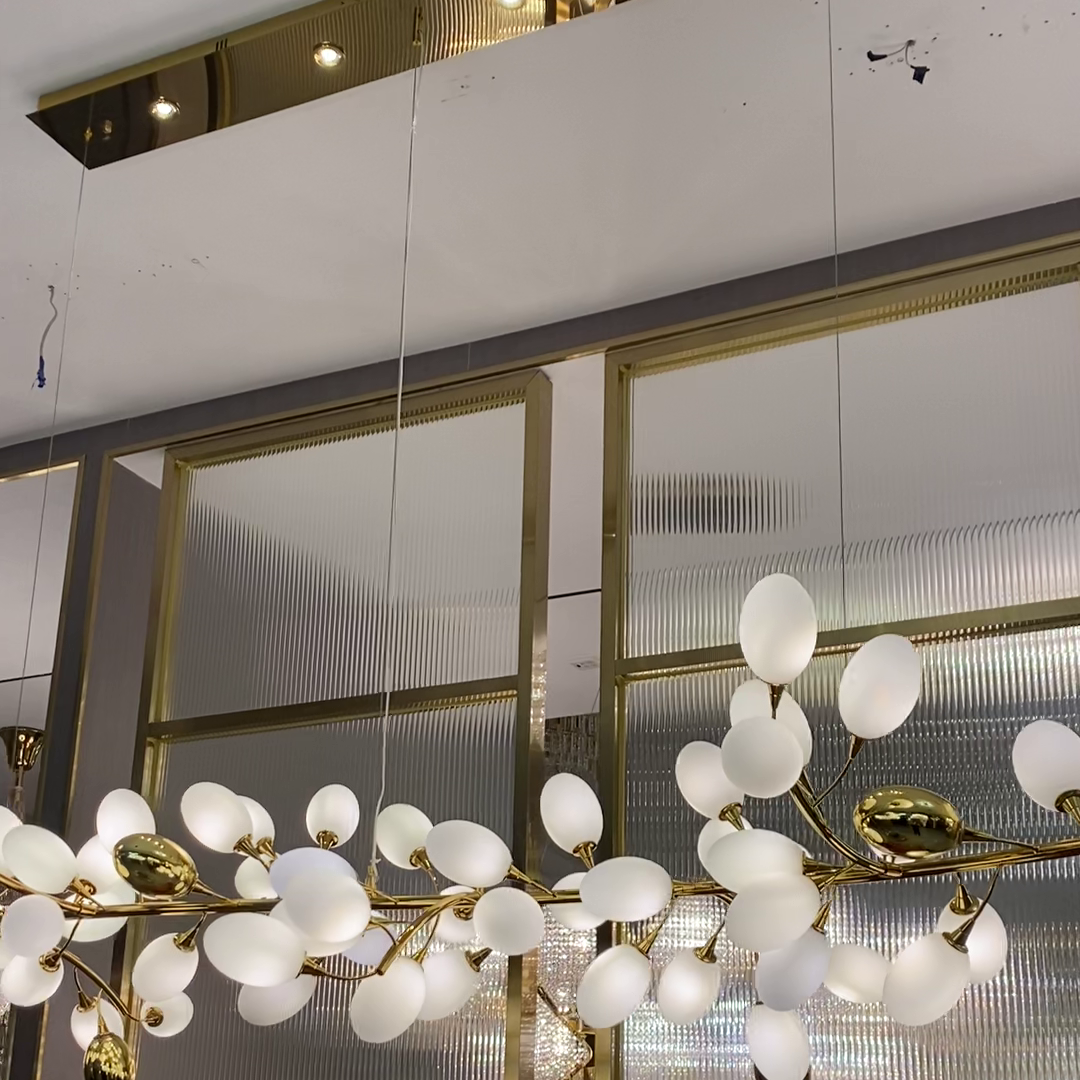 Creative Art Grape Chandelier Pure White Nordic Ring and Linear Design for Living Room or Dining Room-Chandeliers-Blushlighting