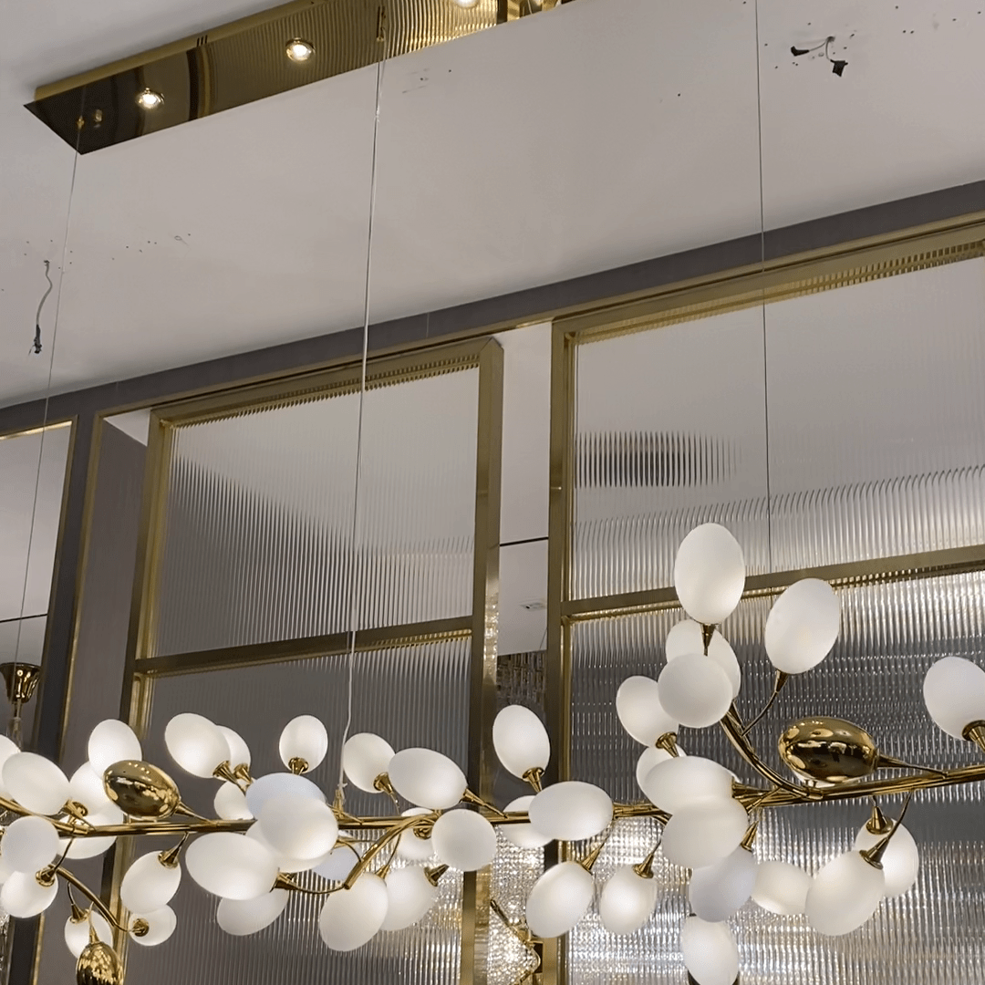 Creative Art Grape Chandelier Pure White Nordic Ring and Linear Design for Living Room or Dining Room - Linear/L47.2"*H118.1"Warm LightBlushlighting