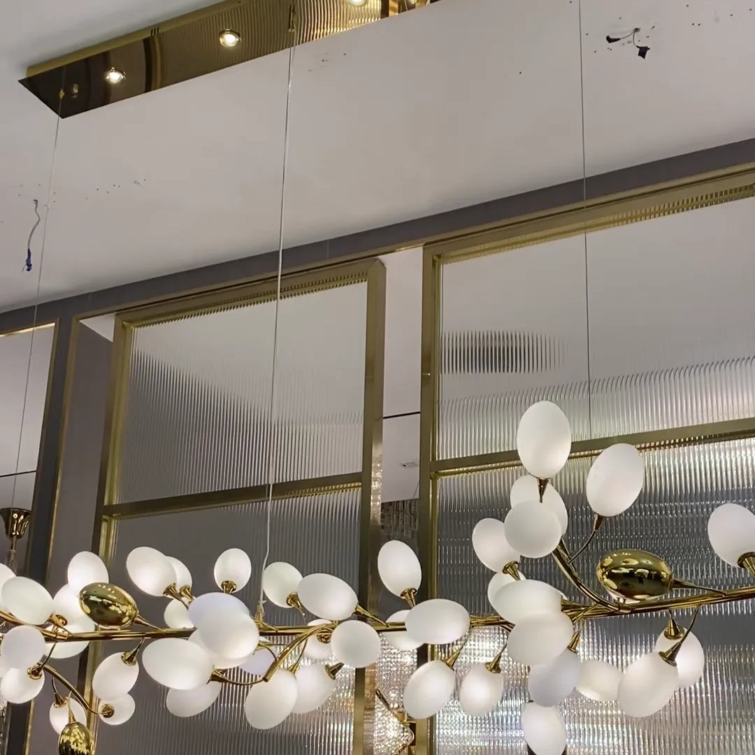 Creative Art Grape Chandelier Pure White Nordic Ring and Linear Design for Living Room or Dining Room-Chandeliers-Blushlighting