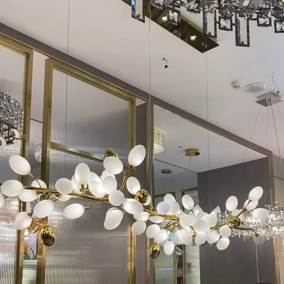 Creative Art Grape Chandelier Pure White Nordic Ring and Linear Design for Living Room or Dining Room-Chandeliers-Blushlighting