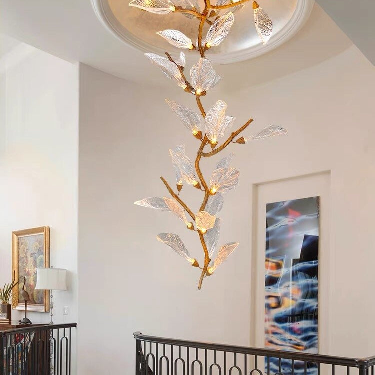 Creative Bionic Resin Leaves Chandelier for Living Room/Dining Room/Staircase - Wall Lamp/W27.5"*H59.1"Warm LightBlushlighting