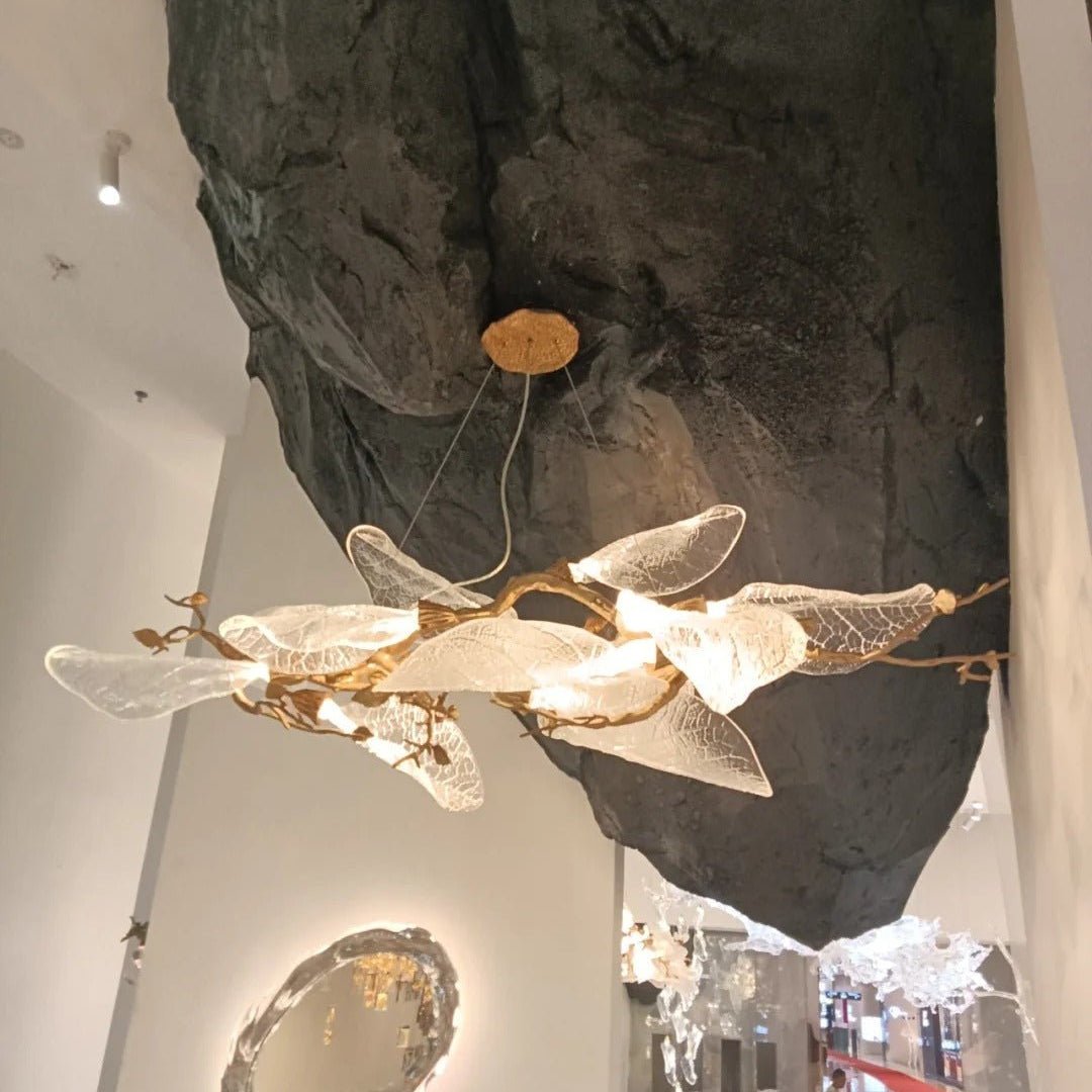 Creative Bionic Resin Leaves Chandelier for Living Room/Dining Room/Staircase - Floor Lamp/D23.6"*H63"Warm LightBlushlighting