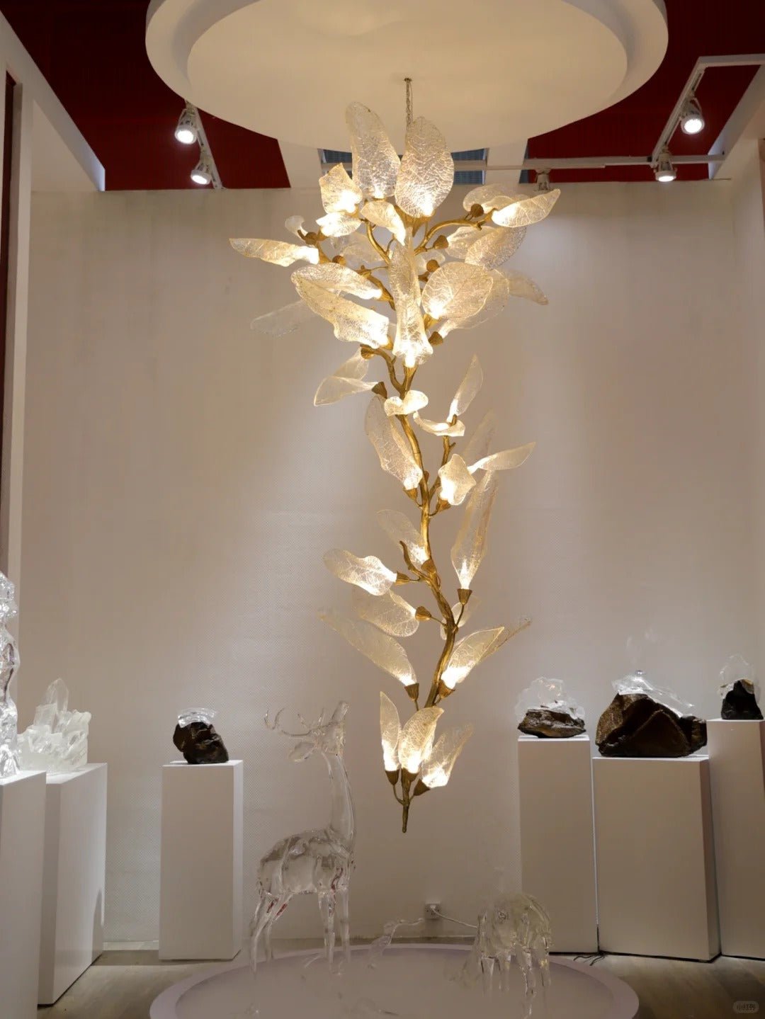 Creative Bionic Resin Leaves Chandelier for Living Room/Dining Room/Staircase - Floor Lamp/D23.6"*H63"Warm LightBlushlighting